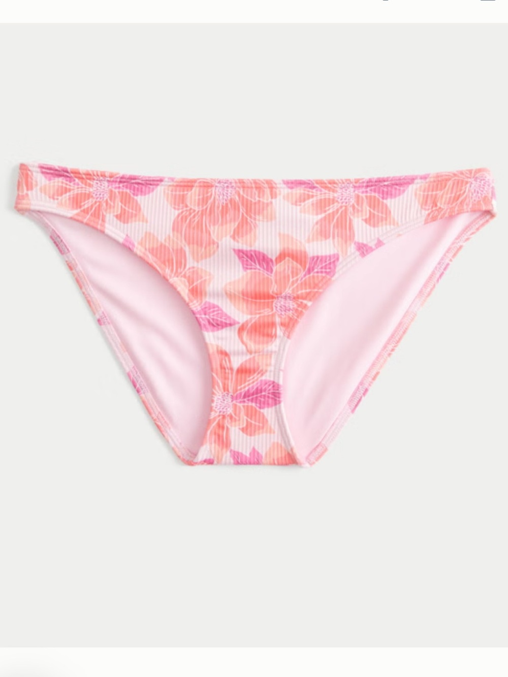 Hollister Ribbed Floral Bikini Bottom Pink NWT Small
